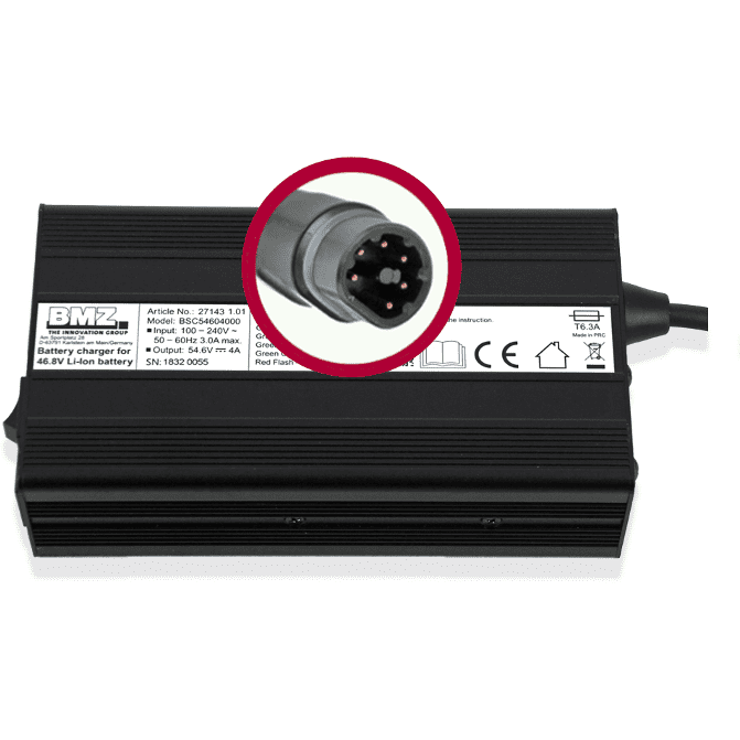 BMZ Ladegerät BMZ Li-Ion 54,6V 4A Stecker Hirschmann (27143-4)